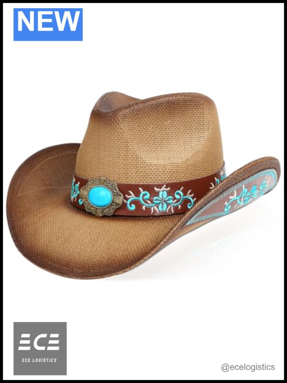 Straw Cowboy Hat Wide Brim Shapeable Adjustable Western Sun Hat